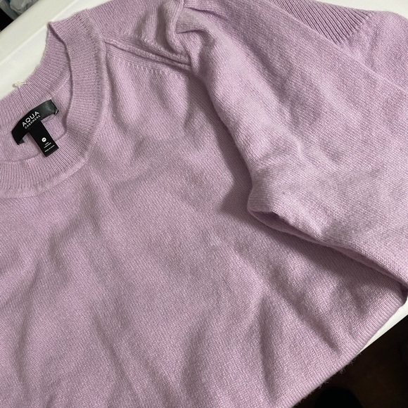 Aqua Cashmere Light Purple Puff Sleeve Crewneck Sweater Size M NWT - Picture 9 of 11